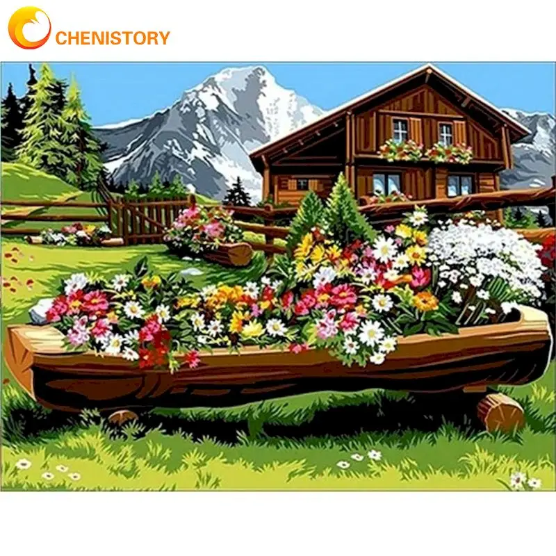 CHENISTORY Flower House In Mountain Painting By Numbers 60x75cm Frame On Canvas Acrylic Pigment Color Paint Picture Wall Artwork
CHENISTORY Flower House In Mountain Painting By Numbers 60x75cm Frame On Canvas Acrylic Pigment Color Paint Picture Wall Artwork