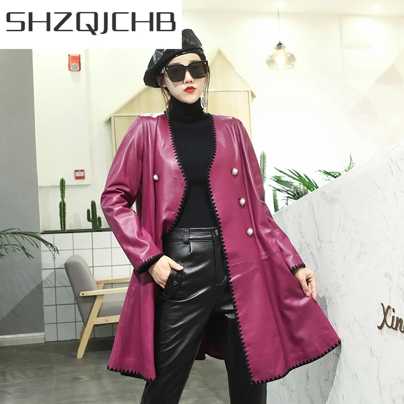 JCHB 2021 100% Real Leather Medium-Long Jacket Women Fashion V-Neck Loose Sheepskin Coat New Elegant Office Slim Windbreakers Ou
JCHB 2021 100% Real Leather Medium-Long Jacket Women Fashion V-Neck Loose Sheepskin Coat New Elegant Office Slim Windbreakers Ou
