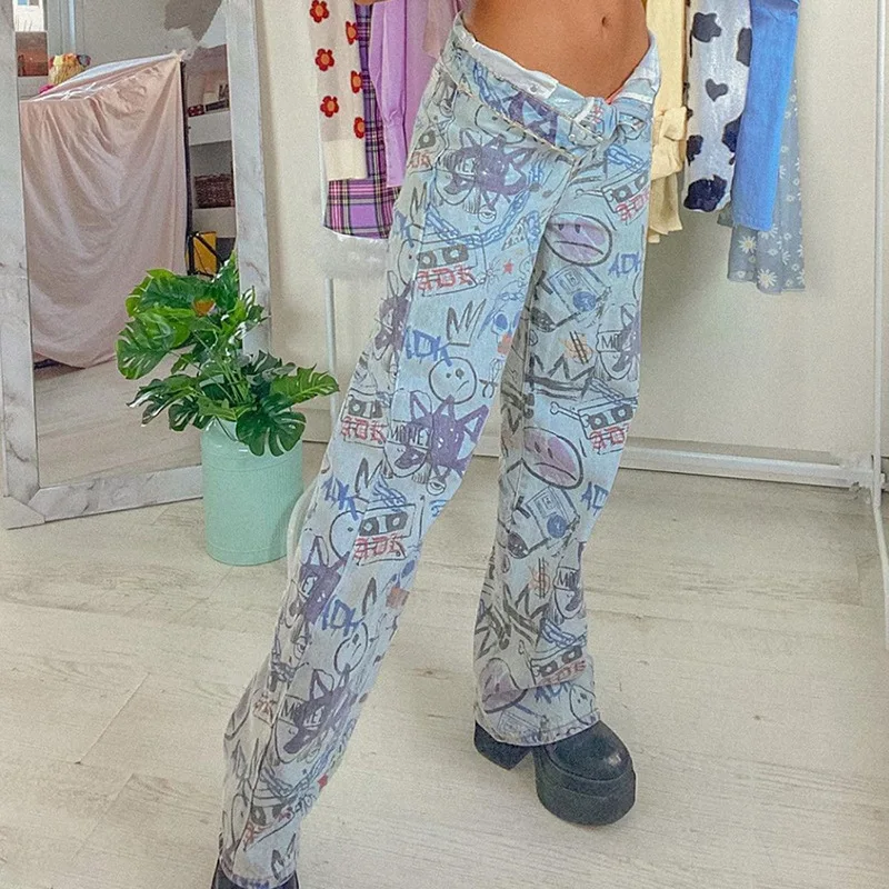 2021 Spring New High-waisted Slim-fit Wide-legged Thin Personality Print Street All-match Jeans Women
2021 Spring New High-waisted Slim-fit Wide-legged Thin Personality Print Street All-match Jeans Women