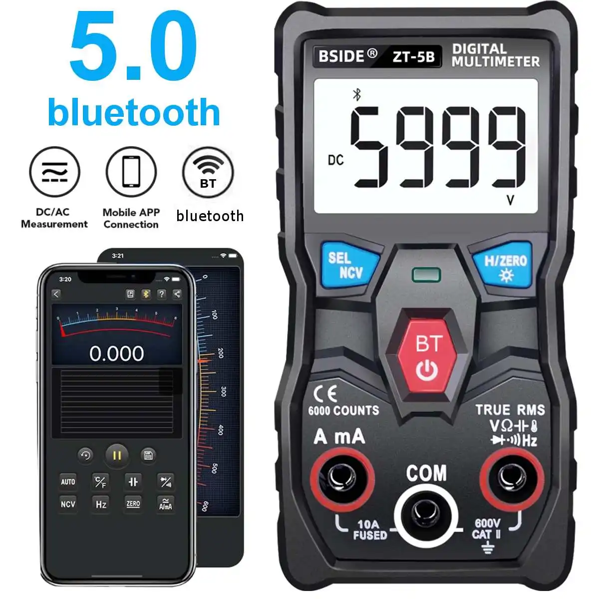 Цифровые токоизмерительные клещи ZT-5B DC/AC Беспроводная технология Smart мультиметр True RMS с фонариком
Цифровые токоизмерительные клещи ZT-5B DC/AC Беспроводная технология Smart мультиметр True RMS с фонариком