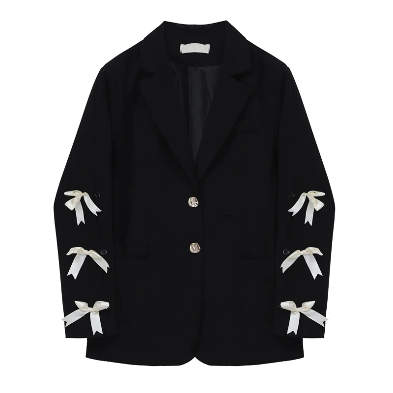 Black Blazer Spring Autumn 2021 Korean Women Single-breasted Turndown Collar Long Sleeve Bow Casual Suit Jacket Jaqueta Feminina
Black Blazer Spring Autumn 2021 Korean Women Single-breasted Turndown Collar Long Sleeve Bow Casual Suit Jacket Jaqueta Feminina