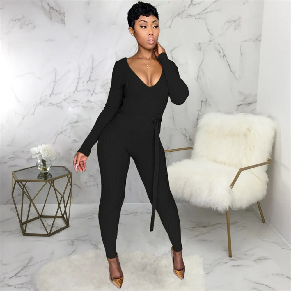 Tmustobe Bandage Skinny Jumpsuit Women Sexy Long Sleeve Rompers Deep V-neck Bodycon Party Overalls Sashes Outfits Solid Female
Tmustobe Bandage Skinny Jumpsuit Women Sexy Long Sleeve Rompers Deep V-neck Bodycon Party Overalls Sashes Outfits Solid Female