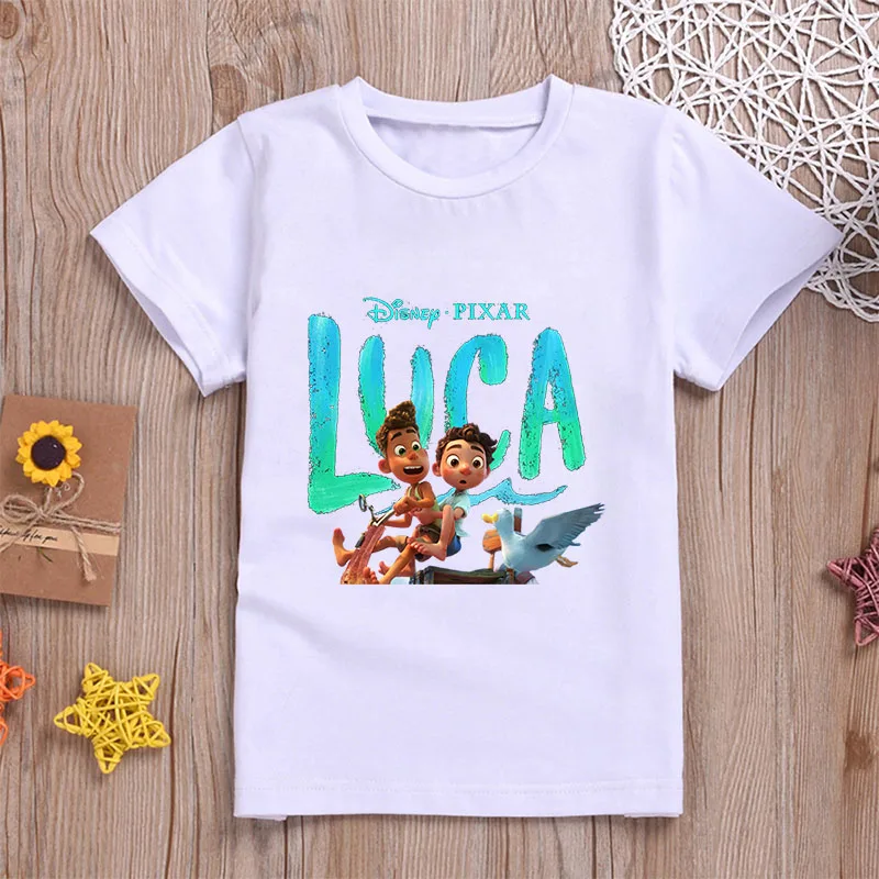 2021 New Cartoons Luca T-shirt Disney Print Kids Clothes O-neck Short Sleeve Tops Kawaii Fashion Casual Girls and Boys T Shirt
2021 New Cartoons Luca T-shirt Disney Print Kids Clothes O-neck Short Sleeve Tops Kawaii Fashion Casual Girls and Boys T Shirt