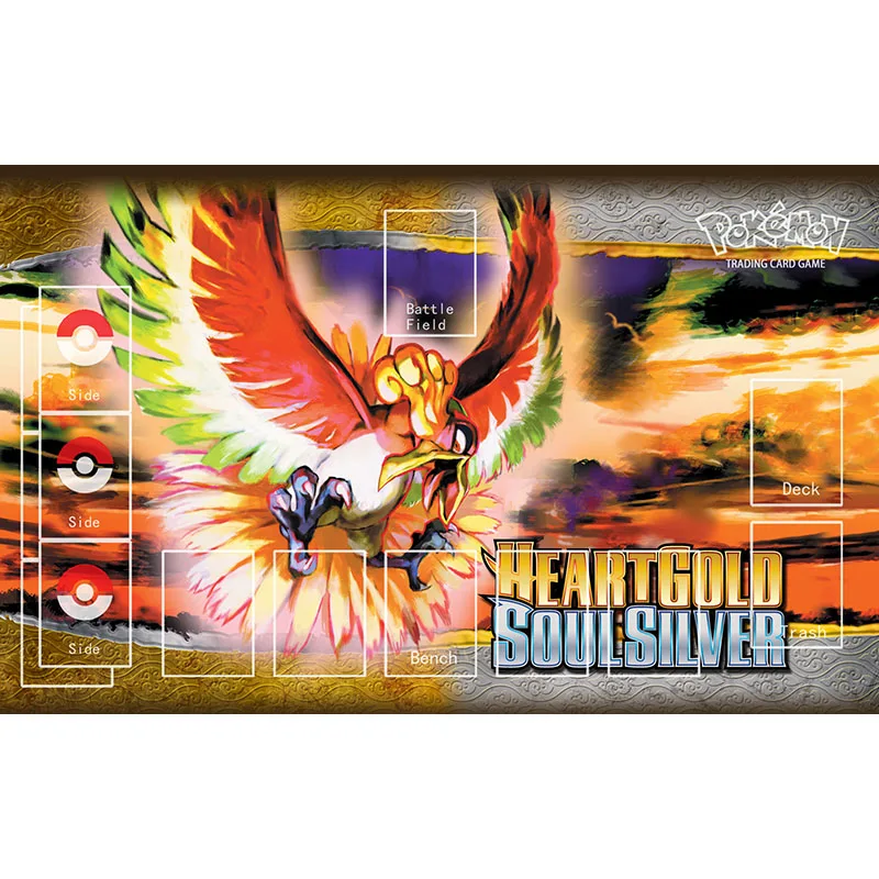 Pokemon Playmat Mat Pad Trading Card Game Heart Golg Soul Silver Ho-Oh Phoenix Chicken Cartoon Toys for Children
Pokemon Playmat Mat Pad Trading Card Game Heart Golg Soul Silver Ho-Oh Phoenix Chicken Cartoon Toys for Children