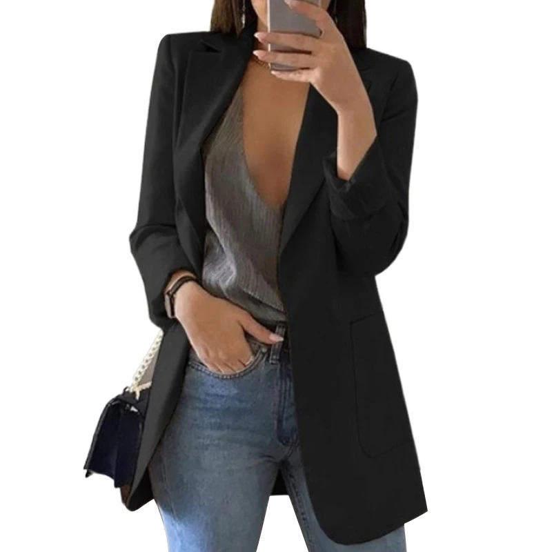 Oversized Long Blazers Women Plus Size Solid Cardigan Spring Long Sleeve Slim Notched Casual Jackets Office Lady Work Black Coat
Oversized Long Blazers Women Plus Size Solid Cardigan Spring Long Sleeve Slim Notched Casual Jackets Office Lady Work Black Coat