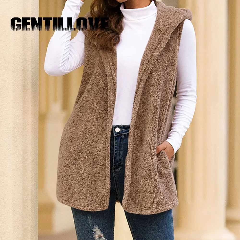 Autumn Winter Clothes Women's Mid Length Outerwear Solid Cardigan Vest Plush Jacket Sleeveless Zipper Hoodie Top Casual Coat 
Autumn Winter Clothes Women's Mid Length Outerwear Solid Cardigan Vest Plush Jacket Sleeveless Zipper Hoodie Top Casual Coat