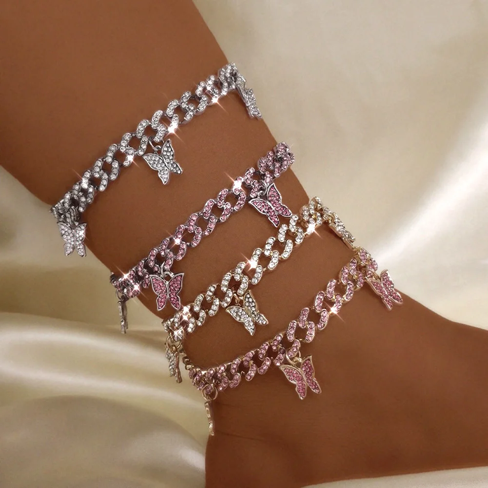 Punk Miami Cuban Link Butterfly Pendant Anklets Chain for Women Summer Rhinestone Ankle Bracelet Jewelry 2021 Beach Accessories
Punk Miami Cuban Link Butterfly Pendant Anklets Chain for Women Summer Rhinestone Ankle Bracelet Jewelry 2021 Beach Accessories