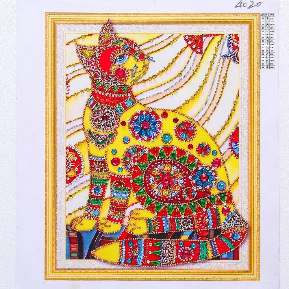 EverShine Diamond Painting Animal Picture Of Rhinestones Special Shape Mosaic Cat 5D DIY Embroidery Sale 40x50 | Дом и сад