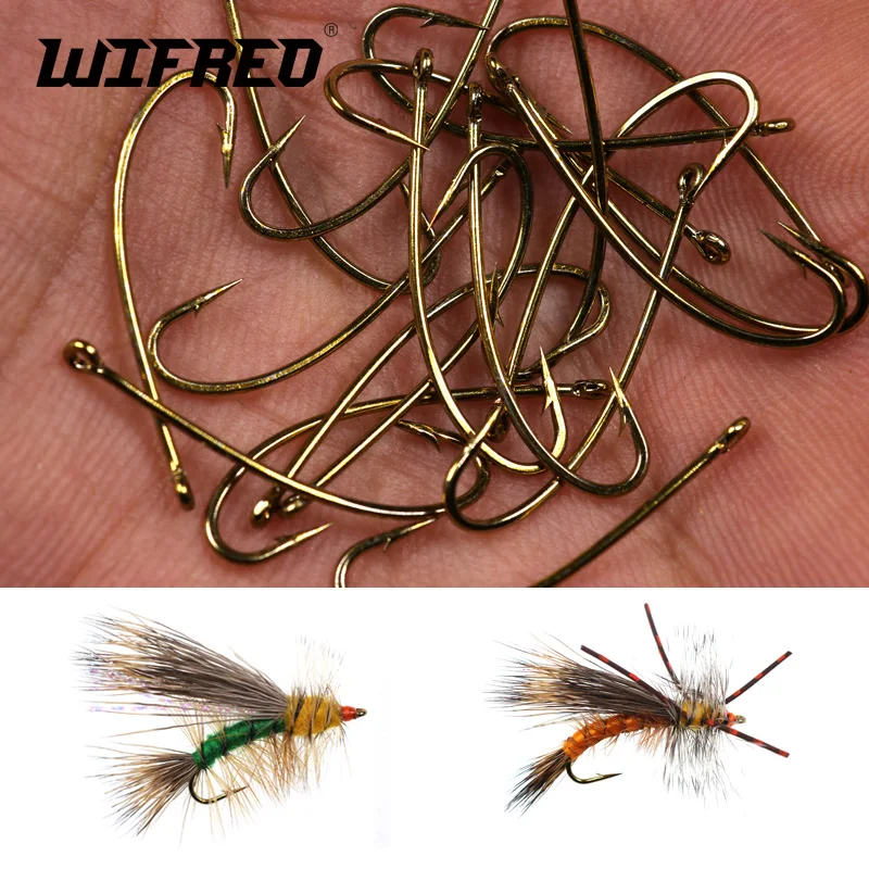 

Wifreo 500pc Long Shank Curve Fishing Fly Hook Stonefly Nymph Tying Hook Stimulator Flies Hook Bronzed Size 8 10 12 14 16 Barbed