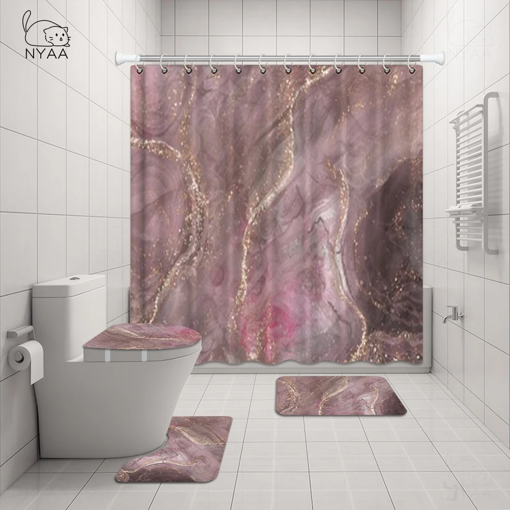 Black Golden Marble 3D Print Shower Curtain Hooks Bath Mat Set Toilet Rugs Soft Carpet WC Accessories Modern Bathroom Decoration 
Black Golden Marble 3D Print Shower Curtain Hooks Bath Mat Set Toilet Rugs Soft Carpet WC Accessories Modern Bathroom Decoration
