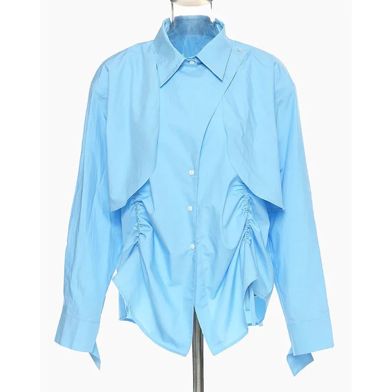 SeeBeautiful Drawstring Pleated Irregular Loose Shirt Lapel Long Sleeve Fake Two Pieces Women Summer 2022 New Fashion G436
SeeBeautiful Drawstring Pleated Irregular Loose Shirt Lapel Long Sleeve Fake Two Pieces Women Summer 2022 New Fashion G436