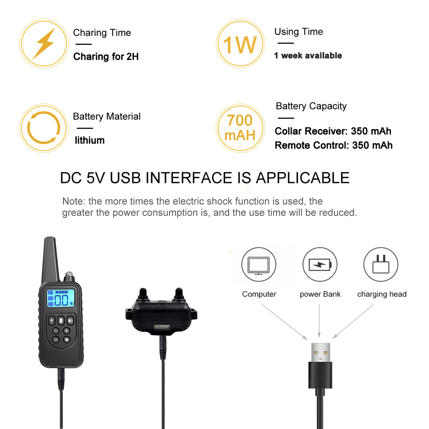 Pet Dog Training Collar 800 Meters Remote Control Waterproof USB Electric Dog Collar Pet Training Collar for All Size Dogs
Pet Dog Training Collar 800 Meters Remote Control Waterproof USB Electric Dog Collar Pet Training Collar for All Size Dogs