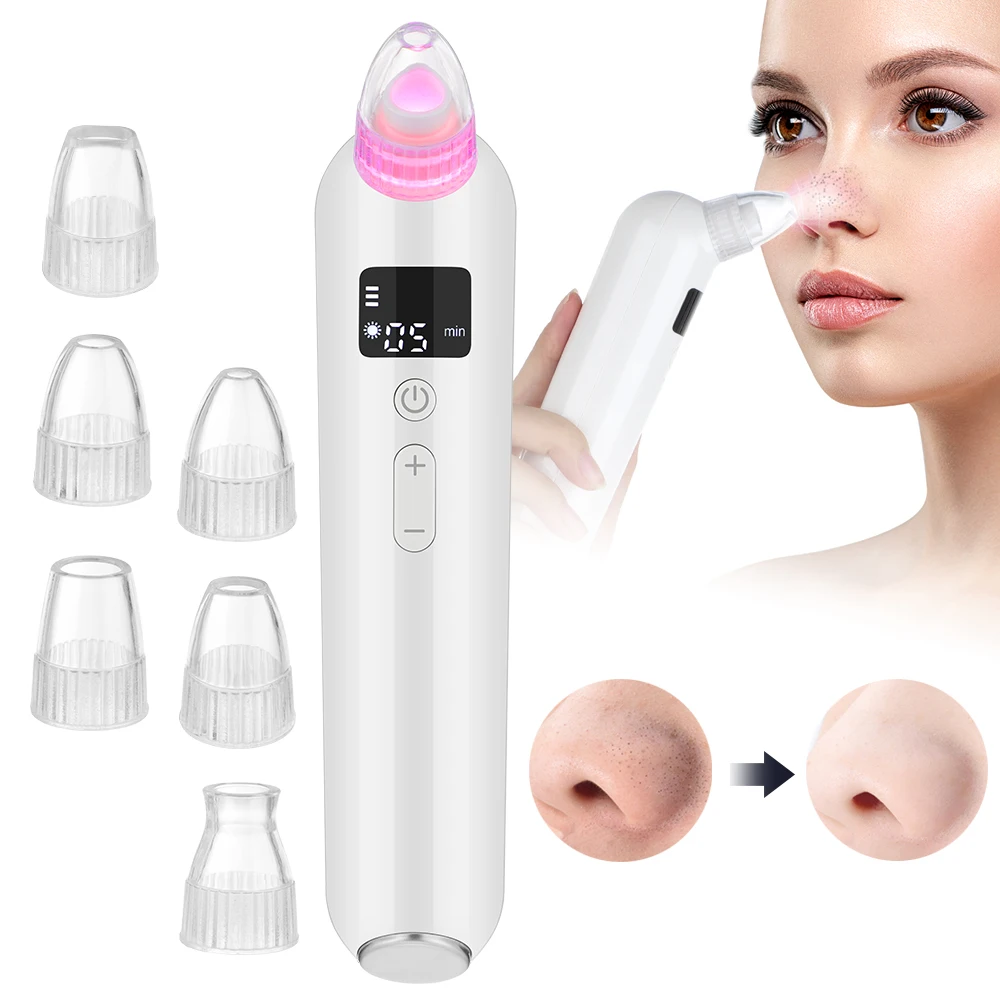 Electric Blackhead Remover 6 Nozzle Cleaning Facial Device Red Blue Light Hot Compress 5 Levels Adjustment Facial Treatment Tool
Electric Blackhead Remover 6 Nozzle Cleaning Facial Device Red Blue Light Hot Compress 5 Levels Adjustment Facial Treatment Tool