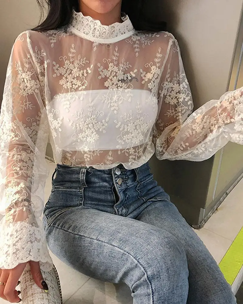 Lady Transparent Lace Turtleneck Blouses Stretchy Pullovers Tees Girls Full Flare Sleeve Elegant Office Blouses Tops For Women
Lady Transparent Lace Turtleneck Blouses Stretchy Pullovers Tees Girls Full Flare Sleeve Elegant Office Blouses Tops For Women