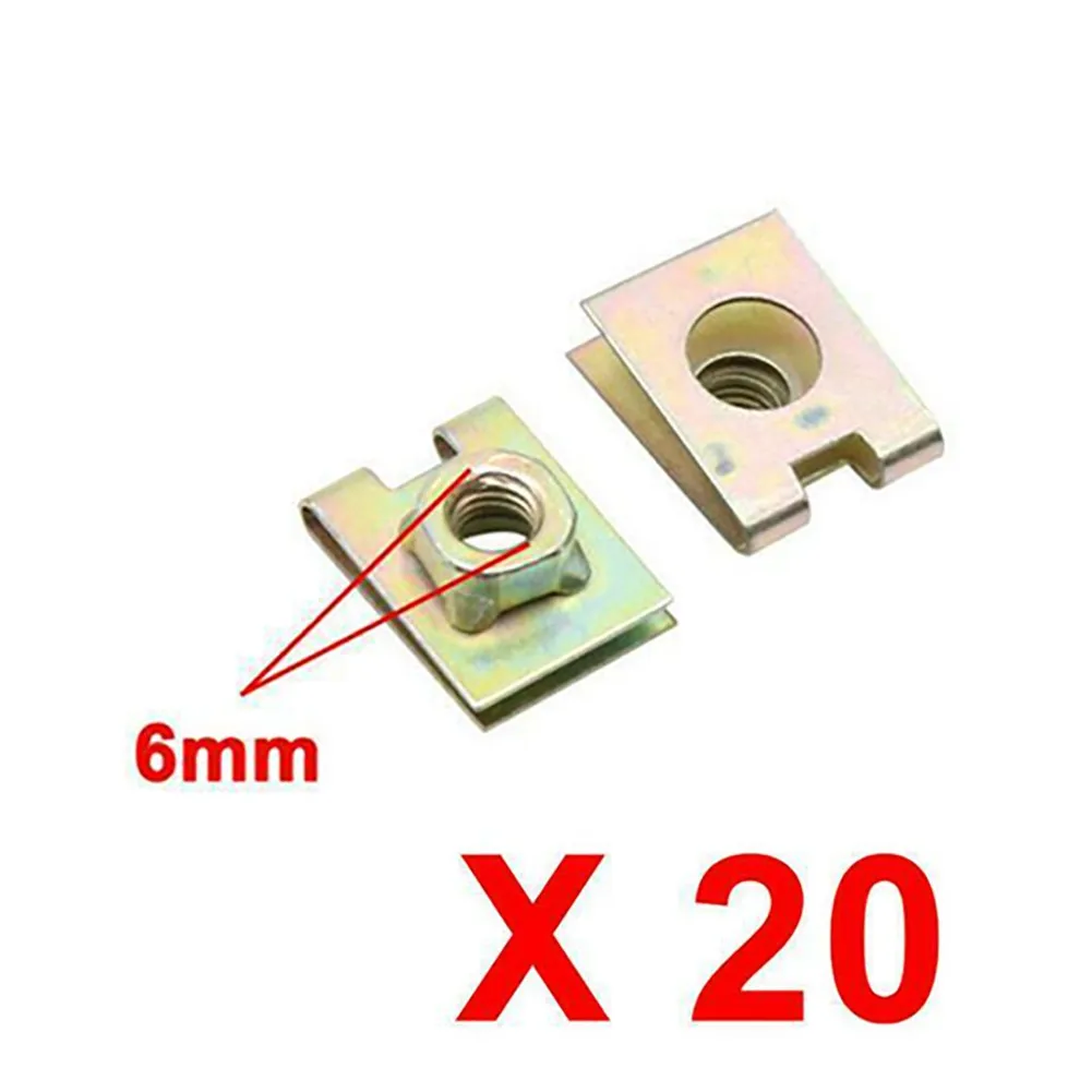20 Pcs/set U-Clip Speed Nut Fastener Rivet Copper Tone Spring Metal M6 For Automobile Panel Fender J142
20 Pcs/set U-Clip Speed Nut Fastener Rivet Copper Tone Spring Metal M6 For Automobile Panel Fender J142