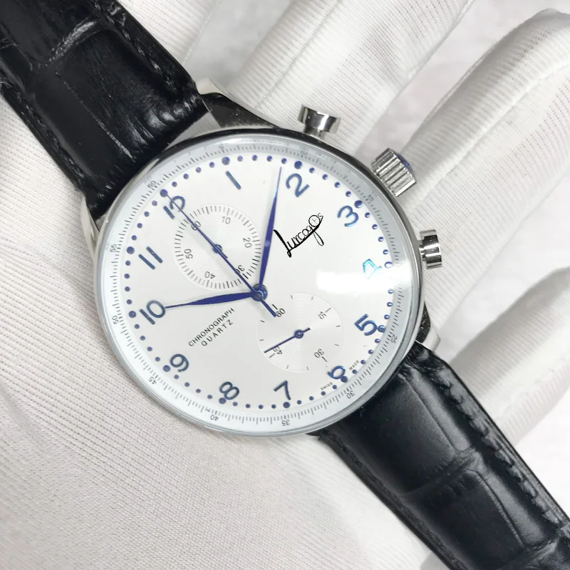 Luxury Men quartz watch with chronograph works sapphire glass leather strap silver stainless steel case wristwatches
Luxury Men quartz watch with chronograph works sapphire glass leather strap silver stainless steel case wristwatches