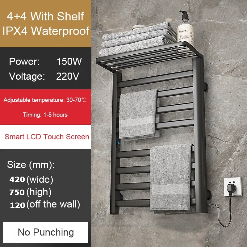 D-Till Electric Towel Rack Towel Rail Led Display 150w Power Constant Temperature 30-70° Timed Off 1-8hrs With 4pcs Hooks
D-Till Electric Towel Rack Towel Rail Led Display 150w Power Constant Temperature 30-70° Timed Off 1-8hrs With 4pcs Hooks