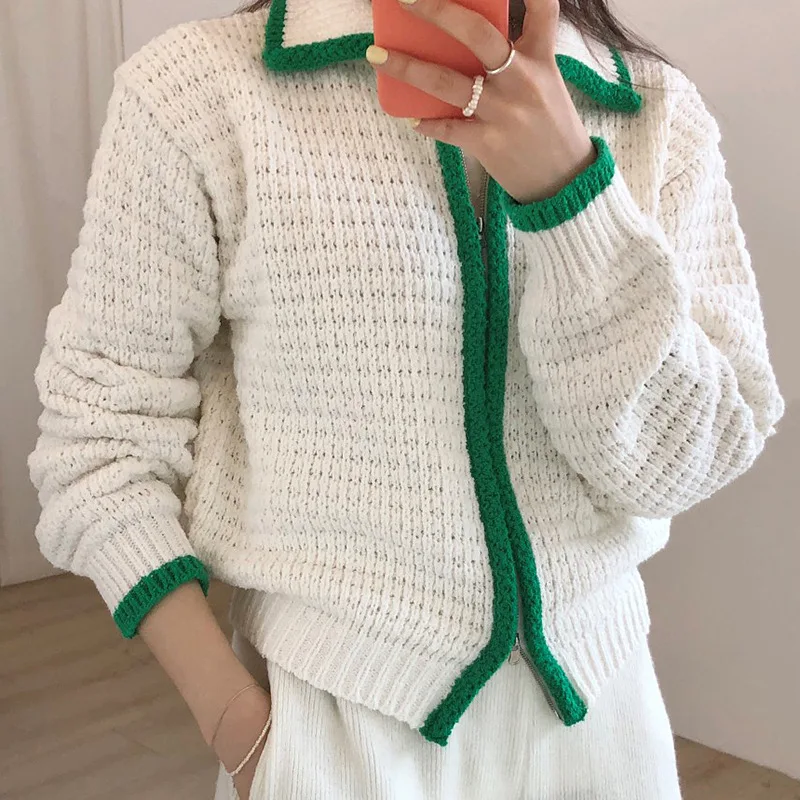 @YYDS 2021 Autumn Winter Women Waffle Sweater Tops Korean Style Long Sleeve Color Contrast Zipper Knitted Cardigan Coat
@YYDS 2021 Autumn Winter Women Waffle Sweater Tops Korean Style Long Sleeve Color Contrast Zipper Knitted Cardigan Coat