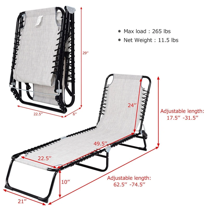 Foldable Camping Patio Chaise Lounge Chair Ergonomic Design Detachable Pillows Durable Fabric Adjustable Delta Lock System
Foldable Camping Patio Chaise Lounge Chair Ergonomic Design Detachable Pillows Durable Fabric Adjustable Delta Lock System