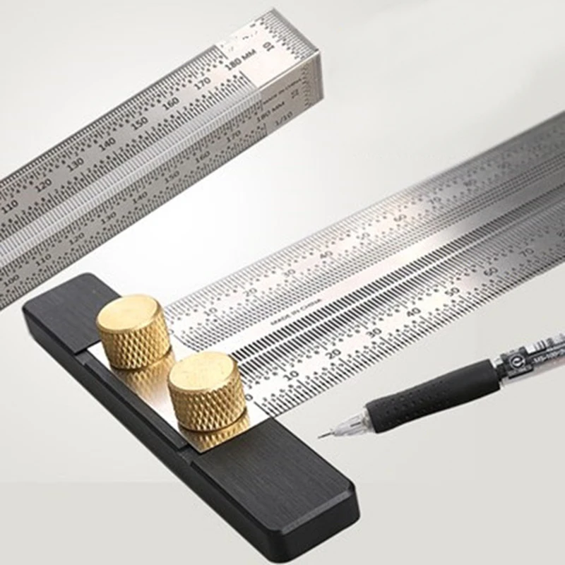 Woodworking Scribing Mark Line Gauge Carpenter Measuring Tool High-precision Scale Ruler T-type Hole Ruler Stainless
Woodworking Scribing Mark Line Gauge Carpenter Measuring Tool High-precision Scale Ruler T-type Hole Ruler Stainless