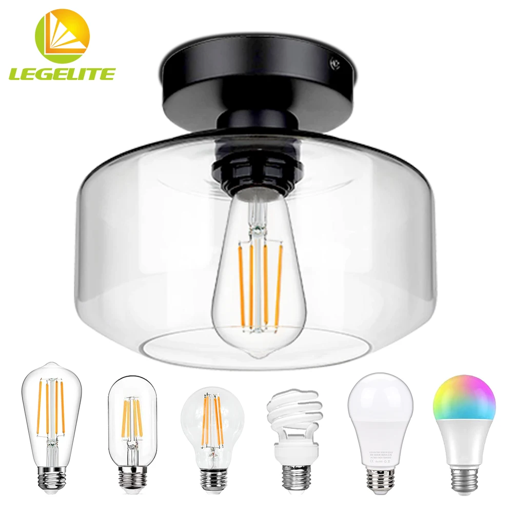 Industrial Semi Flush Mount Ceiling Lamp Clear Glass Light Shade Ceil Light Farmhouse Lighting for Parlor Hallway Bedroom
Industrial Semi Flush Mount Ceiling Lamp Clear Glass Light Shade Ceil Light Farmhouse Lighting for Parlor Hallway Bedroom