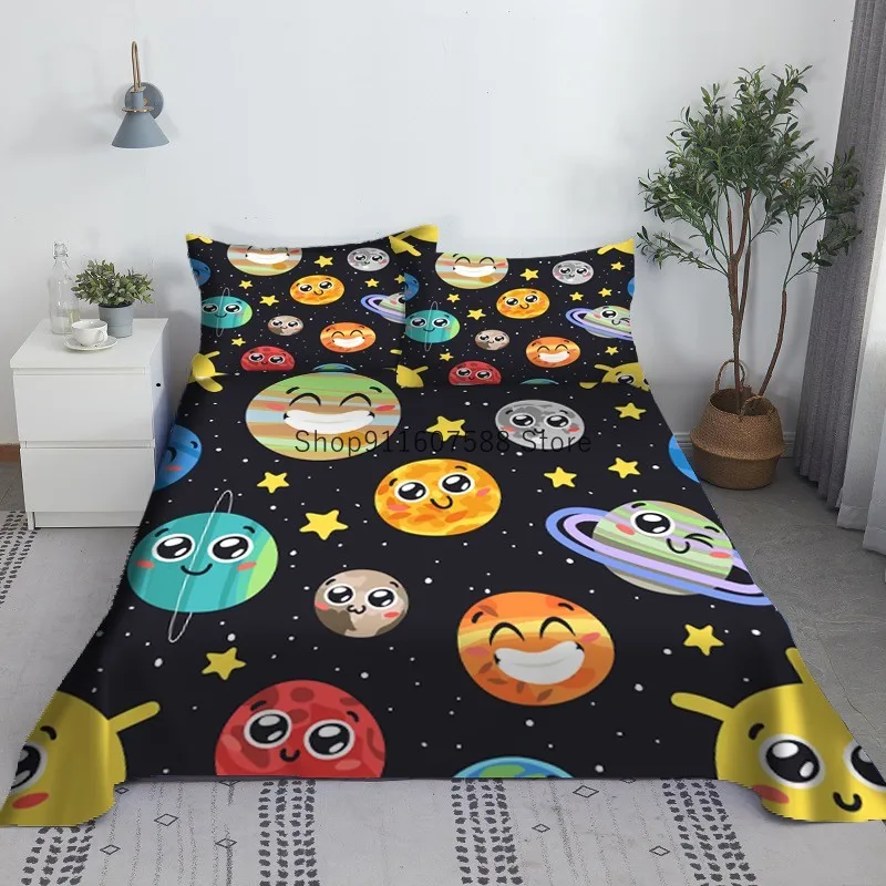Cartoon Happy Planet Bed Sheet Set 3D Printed Polyester Bed Flat Sheet With Pillowcase Bed Linen For Children Fashion Design
Cartoon Happy Planet Bed Sheet Set 3D Printed Polyester Bed Flat Sheet With Pillowcase Bed Linen For Children Fashion Design