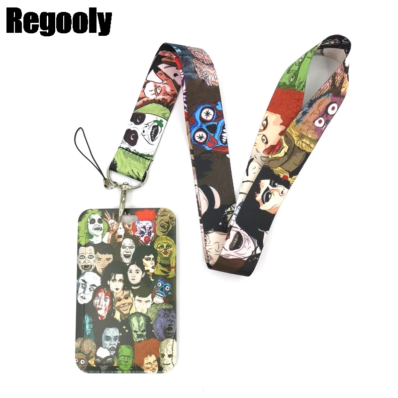 

10pcs Michale Myers Horror Characters Fashion Lanyard ID Badge Holder Bus Pass Case Cover Slip Bank Credit Card Holder Holder