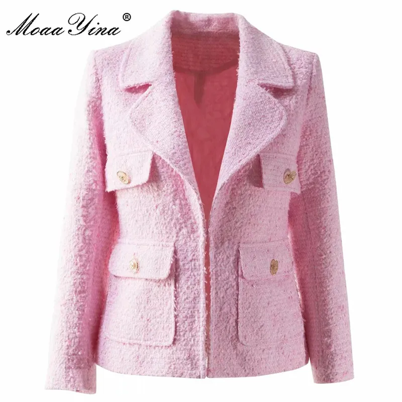 MoaaYina Fashion Designer Autumn Pink Tweed Outerwear Women's Turn-down Collar Long Sleeve Jackets coat
MoaaYina Fashion Designer Autumn Pink Tweed Outerwear Women's Turn-down Collar Long Sleeve Jackets coat