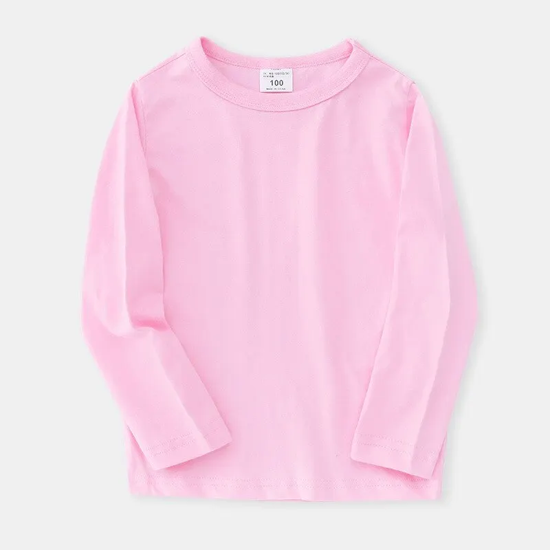 Pure color casual round neck children's clothing top bottoming shirt children long-sleeved t-shirt TZ63
Pure color casual round neck children's clothing top bottoming shirt children long-sleeved t-shirt TZ63