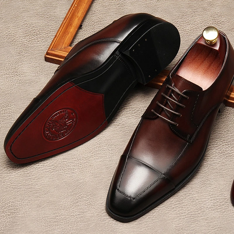 Vintage Square Toe Derby Man Office Shoes Genuine Leather Formal Dress Party Oxfords Cap Toe Men's Wedding Bridal Flats MDE246 
Vintage Square Toe Derby Man Office Shoes Genuine Leather Formal Dress Party Oxfords Cap Toe Men's Wedding Bridal Flats MDE246