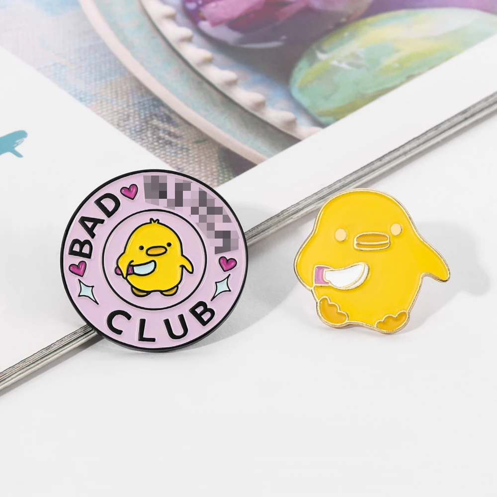 BAD Women CLUB маленькая Желтая утка мультяшная Милая брошь креативные значки круговой
