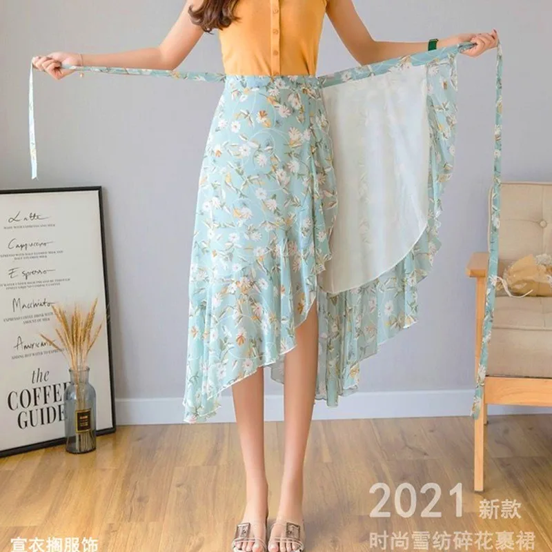 High Waist Ruffled Floral Chiffon Skirt Sunscreen Beach Skirt One Piece Lace Up Skirt
High Waist Ruffled Floral Chiffon Skirt Sunscreen Beach Skirt One Piece Lace Up Skirt