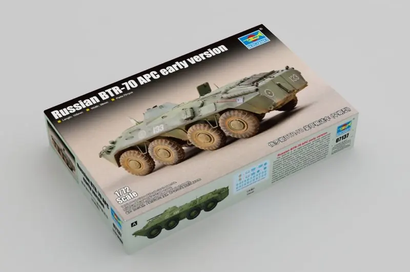 Автомобиль Trumpeter 07137, 1/72, русский, BTR-70 APC ранняя версия, коллекционная игрушка, пластмассовая Сборная модель, набор для сборки
Автомобиль Trumpeter 07137, 1/72, русский, BTR-70 APC ранняя версия, коллекционная игрушка, пластмассовая Сборная модель, набор для сборки