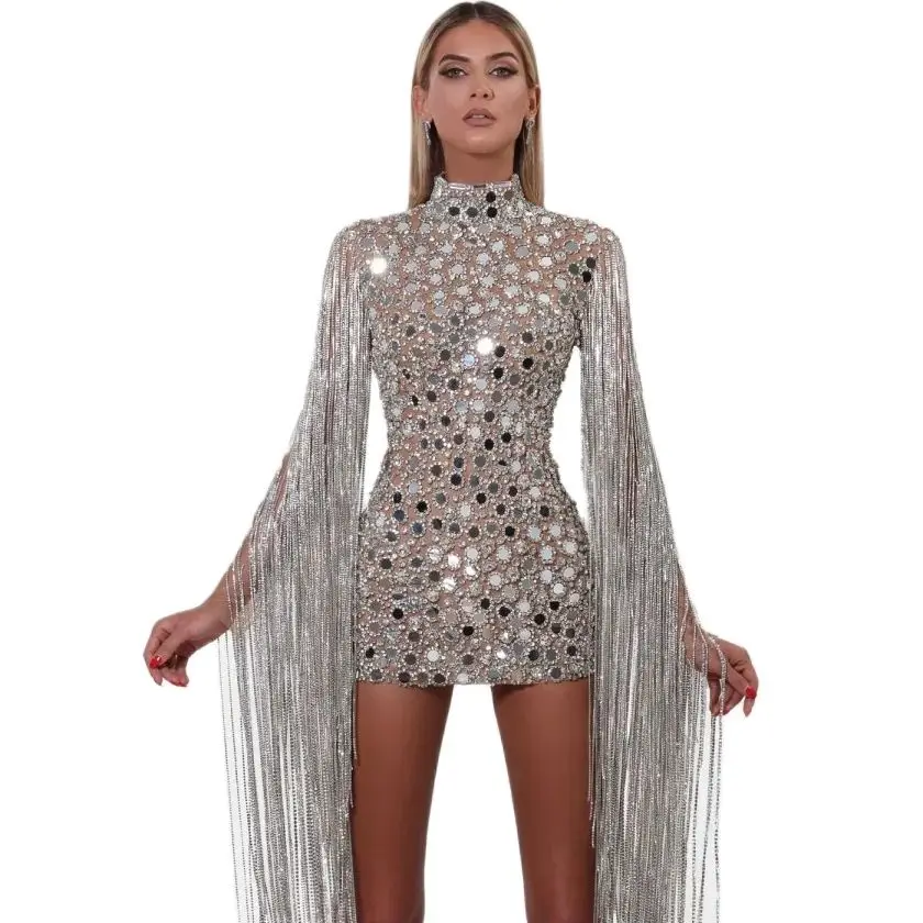 2021 New Style Hot-Selling Ladies Fashion Ladies Sequined Fringed Dress Slim Mid Skirt Silver Sequined Dress
2021 New Style Hot-Selling Ladies Fashion Ladies Sequined Fringed Dress Slim Mid Skirt Silver Sequined Dress