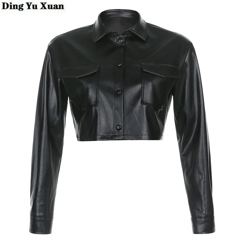 Black Faux Leather Jacket for Women Fashion Pu Leather Short Jackets Coats Long Sleeve Turn Down Collar Female Crop Outerwear
Black Faux Leather Jacket for Women Fashion Pu Leather Short Jackets Coats Long Sleeve Turn Down Collar Female Crop Outerwear