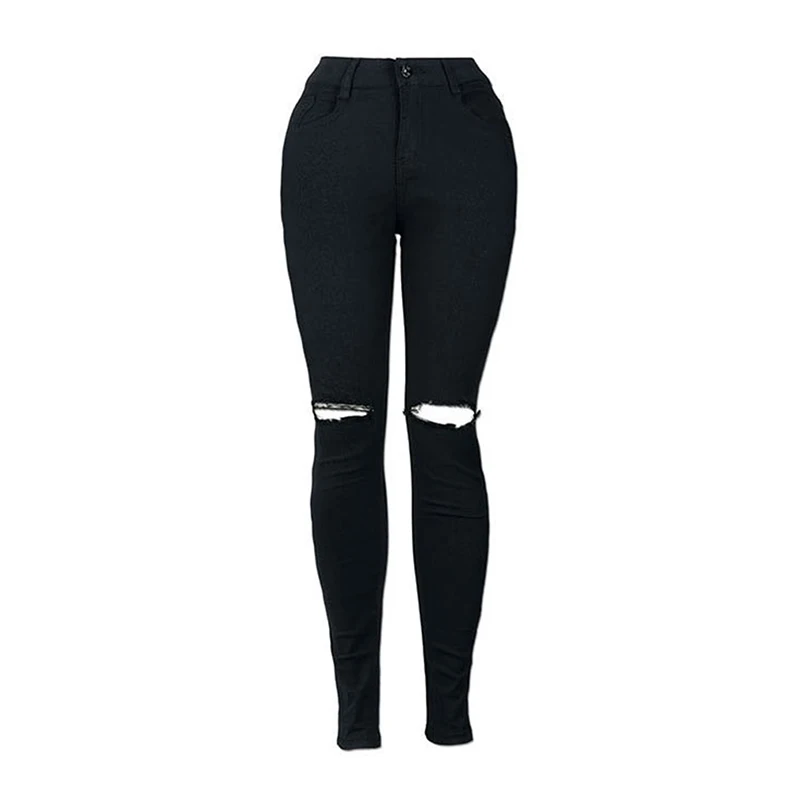New White Hole Ripped Jeans Women Cool Denim High Waist Elastic Pants Capris Female Skinny Black Casual Pencil Jeans
New White Hole Ripped Jeans Women Cool Denim High Waist Elastic Pants Capris Female Skinny Black Casual Pencil Jeans