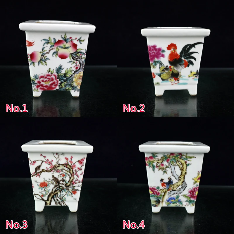 Chinese old porcelain flower and bird/shoutao/rooster famille rose square small flowerpot ornaments/5 styles
Chinese old porcelain flower and bird/shoutao/rooster famille rose square small flowerpot ornaments/5 styles