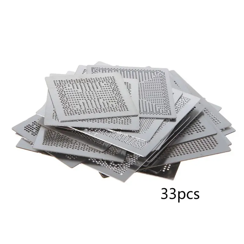 33Pcs/Set Direct Heat Graphics Card Stencils for IN-TEL/NVIDIA/ATI Video Chips Steel BGA Reballing Stencil
33Pcs/Set Direct Heat Graphics Card Stencils for IN-TEL/NVIDIA/ATI Video Chips Steel BGA Reballing Stencil