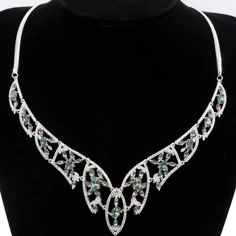 140x85mm Elegant Big Created Fire Rainbow topaz White CZ Ladies Present Silver Necklace 18.5-19.5inch
140x85mm Elegant Big Created Fire Rainbow topaz White CZ Ladies Present Silver Necklace 18.5-19.5inch