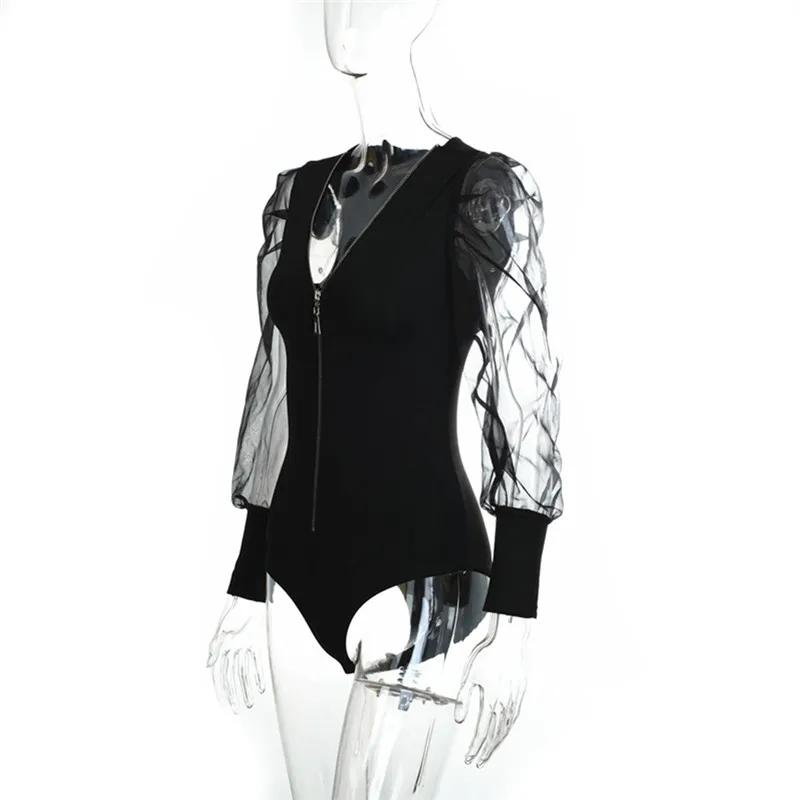 Fashion Women V-Neck Bodysuit Long Puff Sleeve Zipper Bodycon Bodysuit New Ladies Mesh Sleeve Slim Fit Black Party Tops Jumpsuit
Fashion Women V-Neck Bodysuit Long Puff Sleeve Zipper Bodycon Bodysuit New Ladies Mesh Sleeve Slim Fit Black Party Tops Jumpsuit