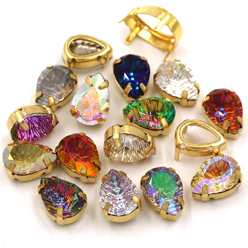 10pcs/bag Clothing Decoration K9 Glass Crystal Strass Teardrop Shape Gold Base Claw Rhinestones for DIY Apparel Sewing & Fabric 
10pcs/bag Clothing Decoration K9 Glass Crystal Strass Teardrop Shape Gold Base Claw Rhinestones for DIY Apparel Sewing & Fabric