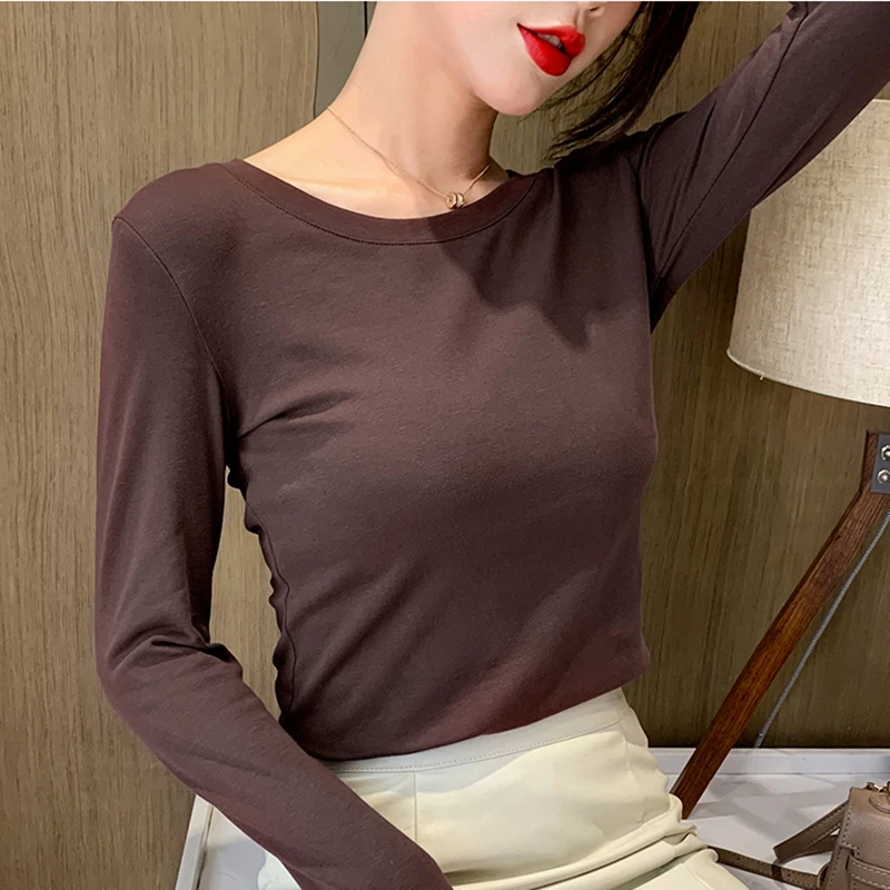 Woman Tshirts O Neck Long Sleeve Tee Shirt Femme Slim Solid Basic T-shirt Female Camiseta Mujer 2021 Autumn New Women Clothes
Woman Tshirts O Neck Long Sleeve Tee Shirt Femme Slim Solid Basic T-shirt Female Camiseta Mujer 2021 Autumn New Women Clothes