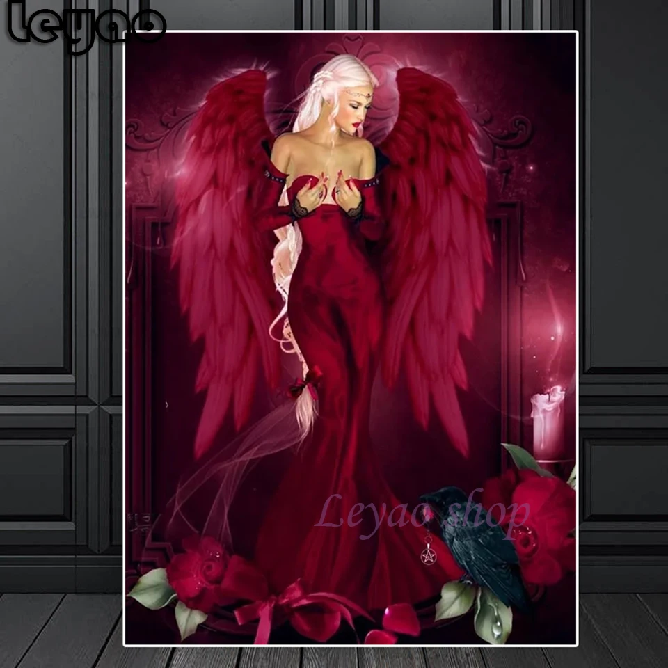 Алмазная живопись 5D "сделай сам" готические красные крылья ангел полная