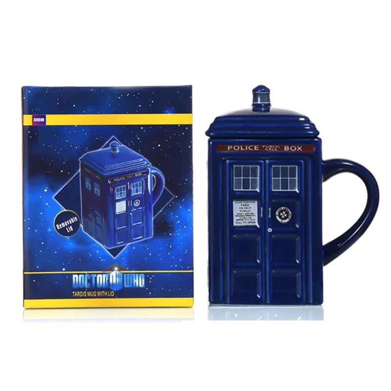 Doctor Who Tardis Police Box Coffee Mug Ceramic Cup With Lid Cover For Tea Milk Mugs Creative Christmas Presents Kids | Дом и сад