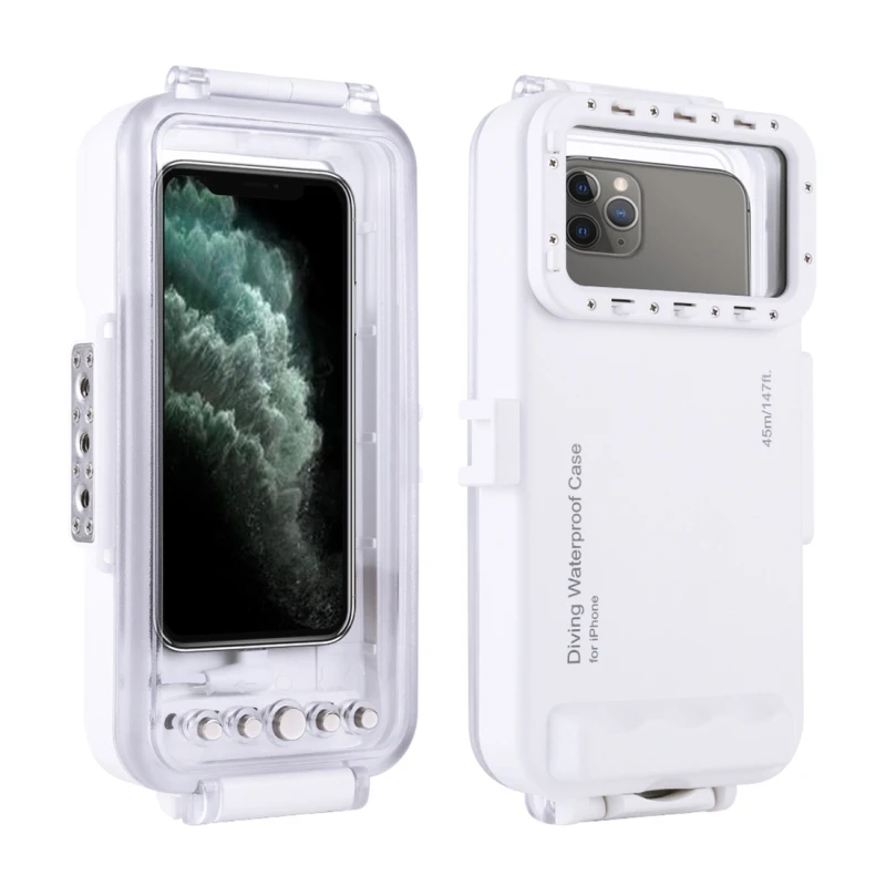 45M Waterproof Diving Housing Photo Video Taking Underwater Cover Case for iPhone 11, iPhone X, iPhone 8 & 7, iPhone 6S
45M Waterproof Diving Housing Photo Video Taking Underwater Cover Case for iPhone 11, iPhone X, iPhone 8 & 7, iPhone 6S