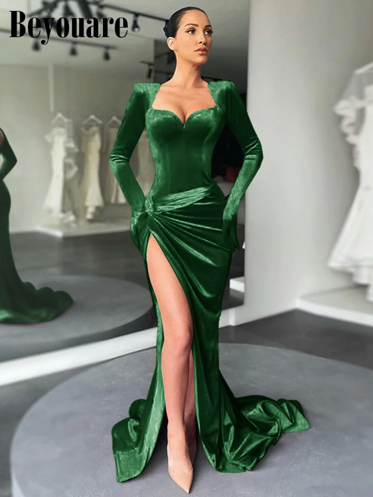 Beyouare 2021 Autumn Evening Gala Dresses Women Elegant Folds High Slit Floor Length Dress Square Collar Long Sleeve With Gloves
Beyouare 2021 Autumn Evening Gala Dresses Women Elegant Folds High Slit Floor Length Dress Square Collar Long Sleeve With Gloves