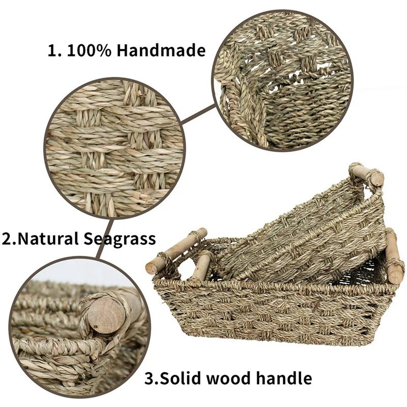 Hand-Woven Wicker Baskets Sets,Seagrass Storage Baskets with Handles,for Bathroom,Toilet&Paper,2-Pack 
Hand-Woven Wicker Baskets Sets,Seagrass Storage Baskets with Handles,for Bathroom,Toilet&Paper,2-Pack