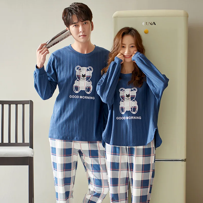 Couple Pajamas Autumn Winter Long Sleeve Trousers Plaid Home Cartoon Style Two-piece Men Women Suit Plus Size Lingere
Couple Pajamas Autumn Winter Long Sleeve Trousers Plaid Home Cartoon Style Two-piece Men Women Suit Plus Size Lingere