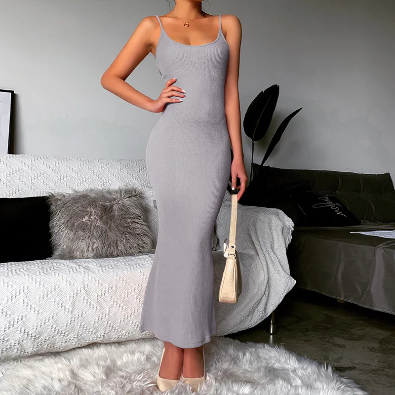 Sleeveless Sling Dresses for Women Party Backless Sexy Night Solid Color Elegant Slim Cotton Long Dress Summer 2021
Sleeveless Sling Dresses for Women Party Backless Sexy Night Solid Color Elegant Slim Cotton Long Dress Summer 2021