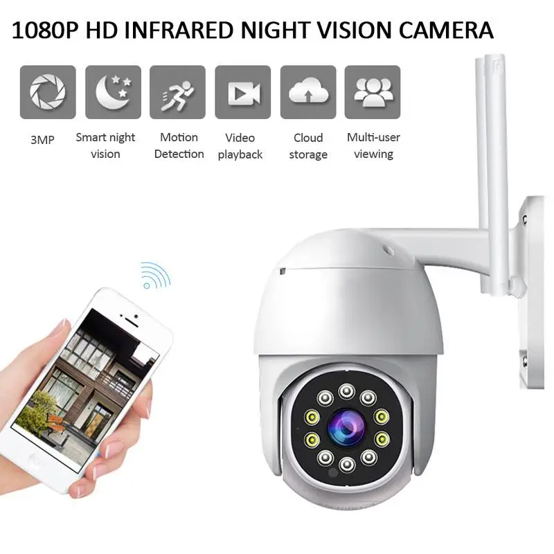 New 2MP HD 1080P PTZ IP Camera Wifi Night Vision Zoom Speed Hemispherical Camera CCTV Home Security Surveillance Camera H.265
New 2MP HD 1080P PTZ IP Camera Wifi Night Vision Zoom Speed Hemispherical Camera CCTV Home Security Surveillance Camera H.265